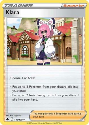 Klara 145  - Reverse Holofoil SWSH06 Chilling Reign - Uncommon SWSH06: Chilling Reign Pokemon Single  Squirtle Squad Card Shop.