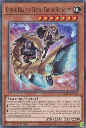 Gizmek Uka, the Festive Fox of Fecundity (EGO1-EN020) - Egyptian God Deck: Obelisk the Tormentor Unlimited Egyptian God Deck: Obelisk the Tormentor Yugioh Single  Squirtle Squad Card Shop.