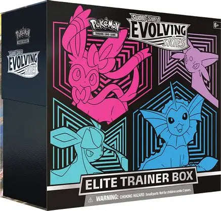 Evolving Skies Elite Trainer Box [Glaceon/Vaporeon/Sylveon/Espeon] SWSH07: Evolving Skies Pokemon Sealed  Squirtle Squad Card Shop.