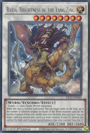 Baxia, Brightness of the Yang Zing (KICO-EN040) - King's Court 1st Edition King's Court Yugioh Single  Squirtle Squad Card Shop.