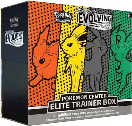 Evolving Skies Pokemon Center Elite Trainer Box [Jolteon/Flareon/Umbreon/Leafeon] (Exclusive) SWSH07: Evolving Skies Pokemon Sealed  Squirtle Squad Card Shop.