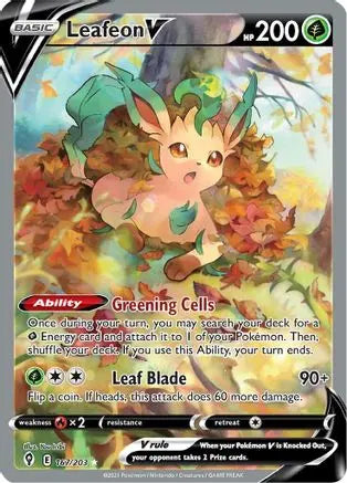 Leafeon V (Alternate Full Art) 167  - Holofoil SWSH07 Evolving Skies - Ultra Rare SWSH07: Evolving Skies Pokemon Single  Squirtle Squad Card Shop.