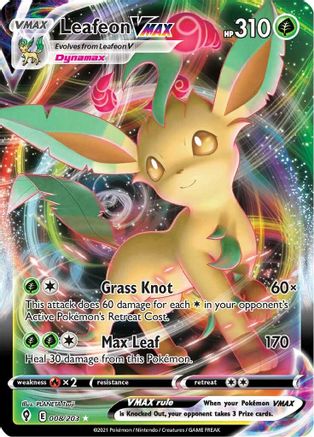 Leafeon VMAX 008  - Holofoil SWSH07 Evolving Skies - Ultra Rare SWSH07: Evolving Skies Pokemon Single  Squirtle Squad Card Shop.