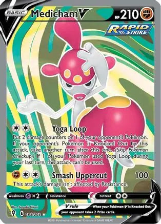 Medicham V (Full Art) 185  - Holofoil SWSH07 Evolving Skies - Ultra Rare SWSH07: Evolving Skies Pokemon Single  Squirtle Squad Card Shop.