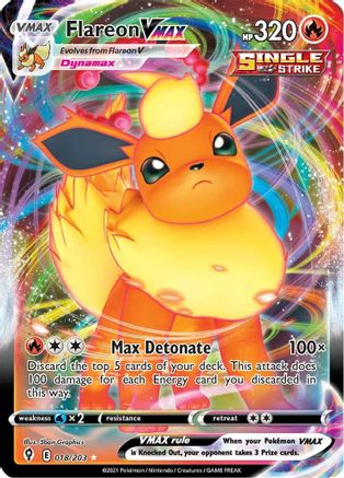 Flareon VMAX 018  - Holofoil SWSH07 Evolving Skies - Ultra Rare SWSH07: Evolving Skies Pokemon Single  Squirtle Squad Card Shop.