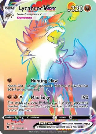 Lycanroc VMAX (Secret) 213  - Holofoil SWSH07 Evolving Skies - Secret Rare SWSH07: Evolving Skies Pokemon Single  Squirtle Squad Card Shop.
