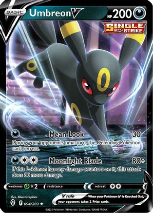 Umbreon V 094  - Holofoil SWSH07 Evolving Skies - Ultra Rare SWSH07: Evolving Skies Pokemon Single  Squirtle Squad Card Shop.