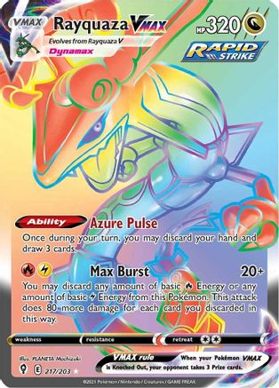 Rayquaza VMAX (Secret) 217  - Holofoil SWSH07 Evolving Skies - Secret Rare SWSH07: Evolving Skies Pokemon Single  Squirtle Squad Card Shop.