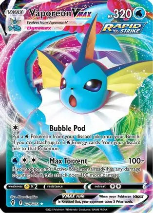Vaporeon VMAX 030  - Holofoil SWSH07 Evolving Skies - Ultra Rare SWSH07: Evolving Skies Pokemon Single  Squirtle Squad Card Shop.