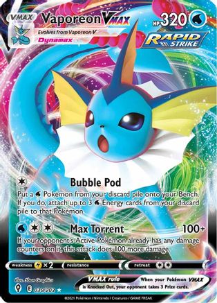 Vaporeon VMAX 030  - Holofoil SWSH07 Evolving Skies - Ultra Rare SWSH07: Evolving Skies Pokemon Single  Squirtle Squad Card Shop.