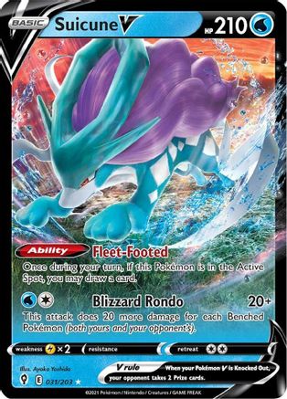 Suicune V 031  - Holofoil SWSH07 Evolving Skies - Ultra Rare SWSH07: Evolving Skies Pokemon Single  Squirtle Squad Card Shop.