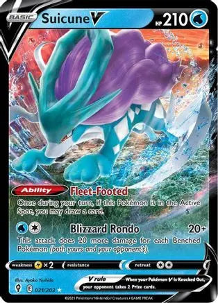 Suicune V 031  - Holofoil SWSH07 Evolving Skies - Ultra Rare SWSH07: Evolving Skies Pokemon Single  Squirtle Squad Card Shop.