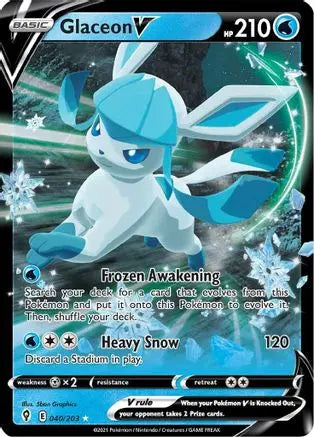 Glaceon V 040  - Holofoil SWSH07 Evolving Skies - Ultra Rare SWSH07: Evolving Skies Pokemon Single  Squirtle Squad Card Shop.