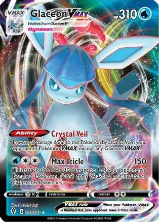 Glaceon VMAX 041  - Holofoil SWSH07 Evolving Skies - Ultra Rare SWSH07: Evolving Skies Pokemon Single  Squirtle Squad Card Shop.