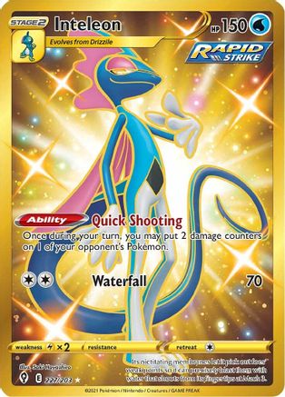Inteleon (Secret) 227  - Holofoil SWSH07 Evolving Skies - Secret Rare SWSH07: Evolving Skies Pokemon Single  Squirtle Squad Card Shop.