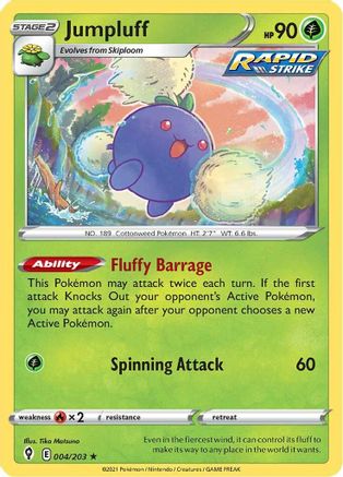 Jumpluff 004  - Holofoil SWSH07 Evolving Skies - Holo Rare SWSH07: Evolving Skies Pokemon Single  Squirtle Squad Card Shop.