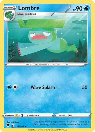 Lombre 033  - Reverse Holofoil SWSH07 Evolving Skies - Uncommon SWSH07: Evolving Skies Pokemon Single  Squirtle Squad Card Shop.