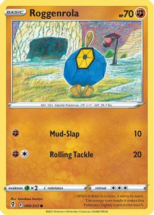 Roggenrola 086  - Reverse Holofoil SWSH07 Evolving Skies - Common SWSH07: Evolving Skies Pokemon Single  Squirtle Squad Card Shop.