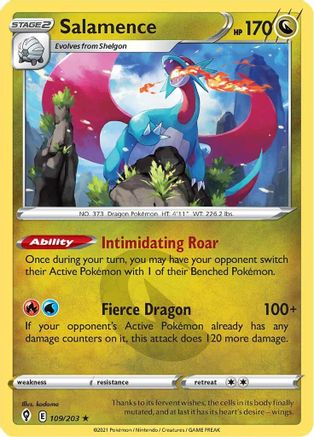 Salamence 109  - Reverse Holofoil SWSH07 Evolving Skies - Holo Rare SWSH07: Evolving Skies Pokemon Single  Squirtle Squad Card Shop.
