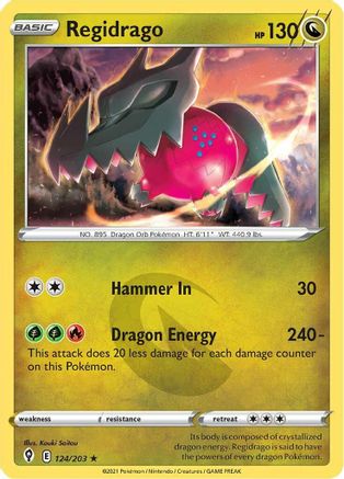 Regidrago 124  - Holofoil SWSH07 Evolving Skies - Holo Rare SWSH07: Evolving Skies Pokemon Single  Squirtle Squad Card Shop.