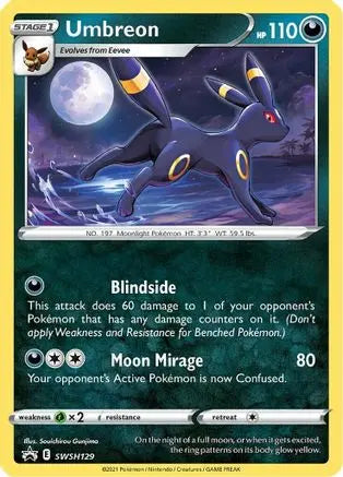 Umbreon SWSH129  - Holofoil SWSH Sword & Shield Promo Cards - Promo SWSH: Sword & Shield Promo Cards Pokemon Single  Squirtle Squad Card Shop.