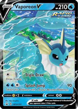 Vaporeon V SWSH150  - Holofoil SWSH Sword & Shield Promo Cards - Promo SWSH: Sword & Shield Promo Cards Pokemon Single  Squirtle Squad Card Shop.