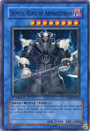 Demise, King of Armageddon (SOI-EN035) - Shadow of Infinity 1st Edition Shadow of Infinity Yugioh Single  Squirtle Squad Card Shop.