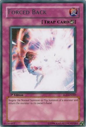 Forced Back (EOJ-EN060) - Enemy of Justice 1st Edition Enemy of Justice Yugioh Single  Squirtle Squad Card Shop.