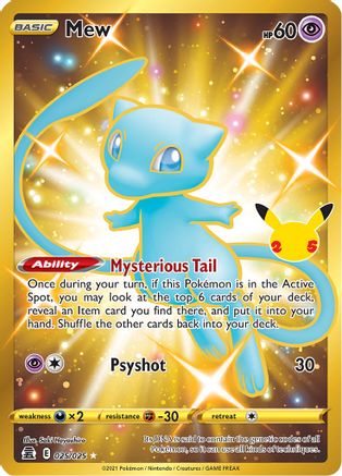 Mew (Secret) 025  - Holofoil Celebrations - Secret Rare Celebrations Pokemon Single  Squirtle Squad Card Shop.