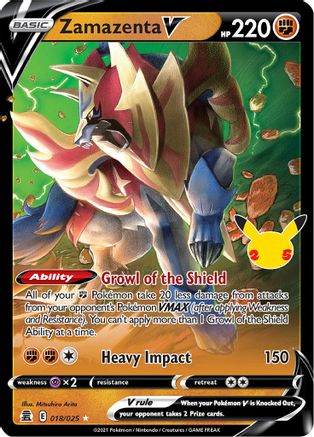 Zamazenta V 018  - Holofoil Celebrations - Ultra Rare Celebrations Pokemon Single  Squirtle Squad Card Shop.