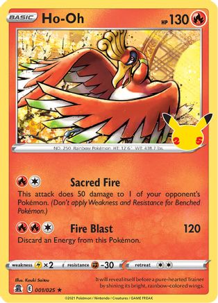 Ho-Oh 001  - Holofoil Celebrations - Holo Rare Celebrations Pokemon Single  Squirtle Squad Card Shop.