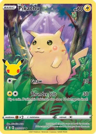 Pikachu 005  - Holofoil Celebrations - Holo Rare Celebrations Pokemon Single  Squirtle Squad Card Shop.