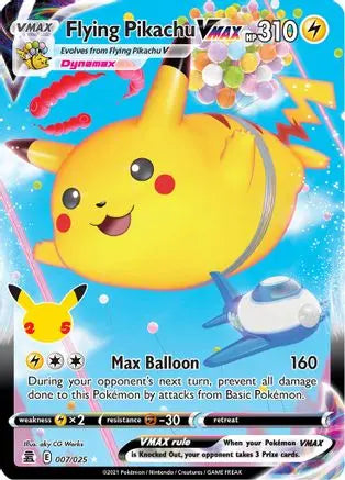 Flying Pikachu VMAX 007  - Holofoil Celebrations - Ultra Rare Celebrations Pokemon Single  Squirtle Squad Card Shop.