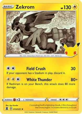 Zekrom 010  - Holofoil Celebrations - Holo Rare Celebrations Pokemon Single  Squirtle Squad Card Shop.