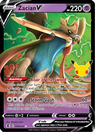 Zacian V 016  - Holofoil Celebrations - Ultra Rare Celebrations Pokemon Single  Squirtle Squad Card Shop.
