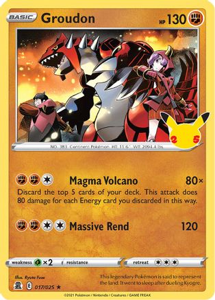 Groudon 017  - Holofoil Celebrations - Holo Rare Celebrations Pokemon Single  Squirtle Squad Card Shop.