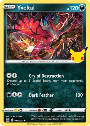 Yveltal 019  - Holofoil Celebrations - Holo Rare Celebrations Pokemon Single  Squirtle Squad Card Shop.