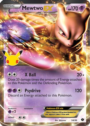 Mewtwo EX 054  - Holofoil Celebrations Classic Collection - Classic Collection Celebrations: Classic Collection Pokemon Single  Squirtle Squad Card Shop.