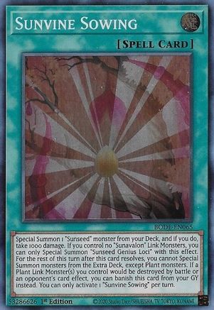 Sunvine Sowing (BODE-EN065) - Burst of Destiny 1st Edition Burst of Destiny Yugioh Single  Squirtle Squad Card Shop.