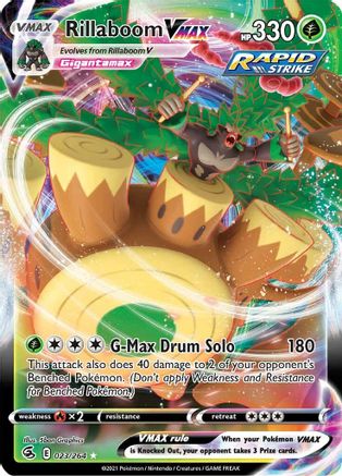 Rillaboom VMAX 023  - Holofoil SWSH08 Fusion Strike - Ultra Rare SWSH08: Fusion Strike Pokemon Single  Squirtle Squad Card Shop.