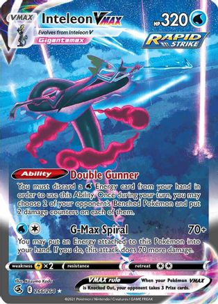Inteleon VMAX (Alternate Art Secret) 266  - Holofoil SWSH08 Fusion Strike - Secret Rare SWSH08: Fusion Strike Pokemon Single  Squirtle Squad Card Shop.