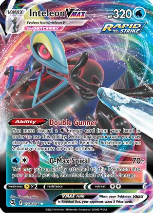 Inteleon VMAX 079  - Holofoil SWSH08 Fusion Strike - Ultra Rare SWSH08: Fusion Strike Pokemon Single  Squirtle Squad Card Shop.