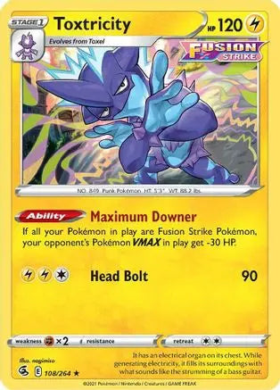Toxtricity (108) (108) 108  - Reverse Holofoil SWSH08 Fusion Strike - Holo Rare