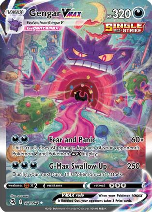 Gengar VMAX (Alternate Art Secret) 271  - Holofoil SWSH08 Fusion Strike - Secret Rare SWSH08: Fusion Strike Pokemon Single  Squirtle Squad Card Shop.