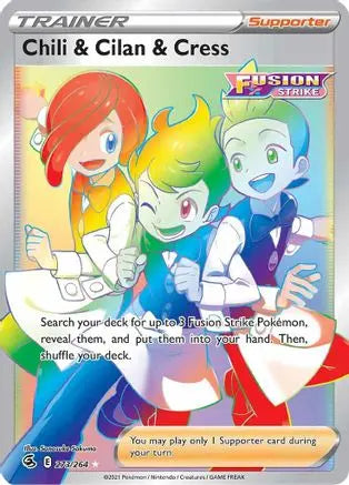 Chili & Cilan & Cress (Secret) 273  - Holofoil SWSH08 Fusion Strike - Secret Rare SWSH08: Fusion Strike Pokemon Single  Squirtle Squad Card Shop.