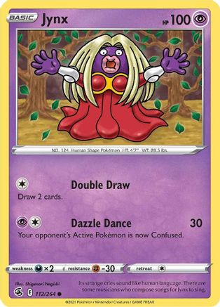 Jynx 112  - Reverse Holofoil SWSH08 Fusion Strike - Common SWSH08: Fusion Strike Pokemon Single  Squirtle Squad Card Shop.