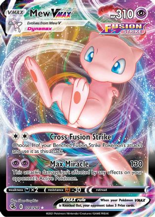 Mew VMAX 114  - Holofoil SWSH08 Fusion Strike - Ultra Rare SWSH08: Fusion Strike Pokemon Single  Squirtle Squad Card Shop.