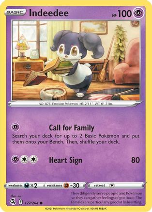 Indeedee 127  SWSH08 Fusion Strike - Common SWSH08: Fusion Strike Pokemon Single  Squirtle Squad Card Shop.