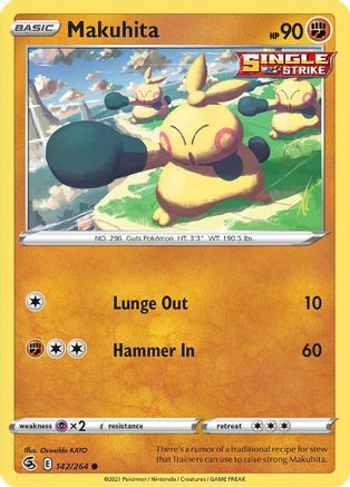 Makuhita 142  SWSH08 Fusion Strike - Common SWSH08: Fusion Strike Pokemon Single  Squirtle Squad Card Shop.