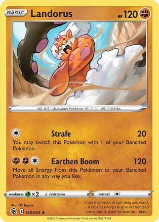 Landorus 148  - Holofoil SWSH08 Fusion Strike - Holo Rare SWSH08: Fusion Strike Pokemon Single  Squirtle Squad Card Shop.